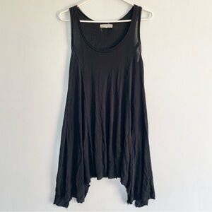 Joah Brown Black Sleeveless Dress Sheer Asymmetrical Bottom Hem Tank Top OS